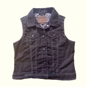 Outback Trading Co LTD Women’s Brown Vest With Snaps And Flower Liner Size S